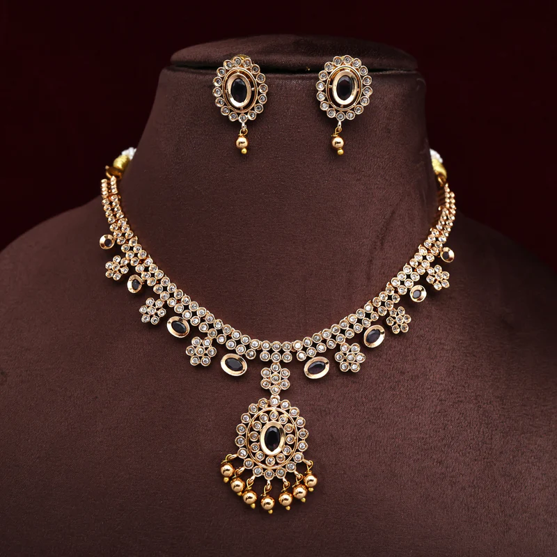 Victorian AD Flower Necklace set - Purple